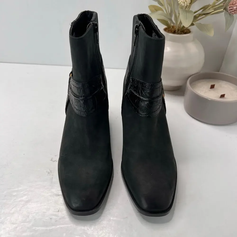 Vionic Carnelia Ankle Boots Square Toe Water Repellant Black Women 6.5 NWOB